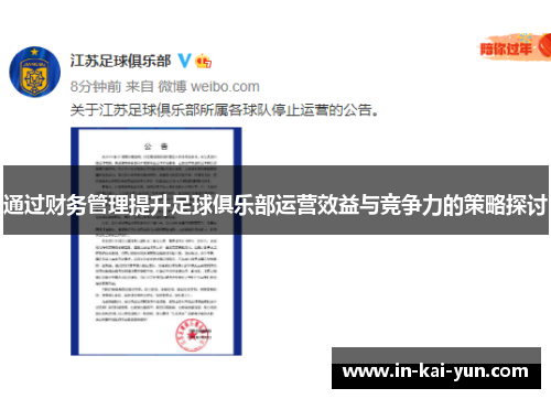 通过财务管理提升足球俱乐部运营效益与竞争力的策略探讨 通过财务管理提升足球俱乐部运营效益与竞争力的策略探讨